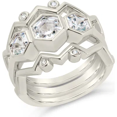 STERLING FOREVER STERLING FOREVER CATERINA CUBIC ZIRCONIA STACKING RING