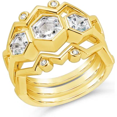STERLING FOREVER STERLING FOREVER CATERINA CUBIC ZIRCONIA STACKING RING