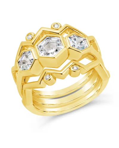 STERLING FOREVER CATERINA CZ STACKING RING SET OF 3
