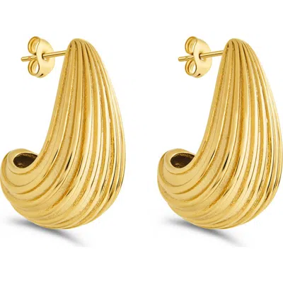 Sterling Forever Celine Ribbed Huggie Hoop Earrings In Gold