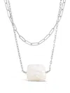 Sterling Forever Chain Link And Pearl Layered Necklace In Silver