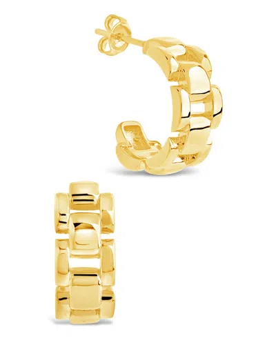 Sterling Forever Chain Link Huggie Hoop Earrings In Gold