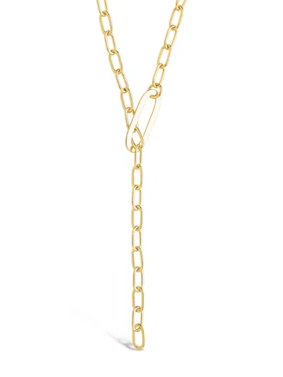 Sterling Forever Chain Link Lariat Necklace In Gold