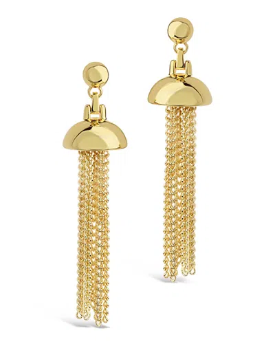 Sterling Forever Chain Tassel Dangle Studs In Gold
