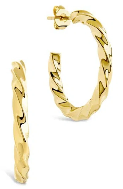 Sterling Forever Chandler Twisted Hoop Earrings In Gold