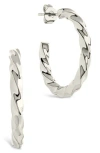 Sterling Forever Chandler Twisted Hoop Earrings In Silver