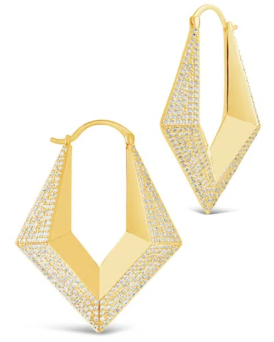 Sterling Forever Charlize Cz Statement Hoop Earrings In Gold