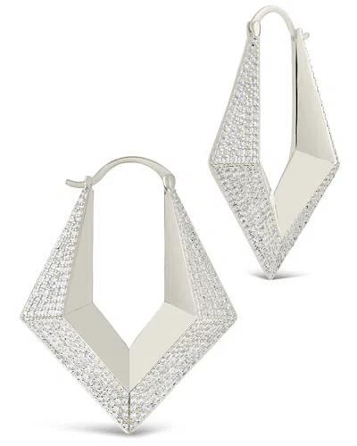 Sterling Forever Charlize Cz Statement Hoop Earrings In Silver