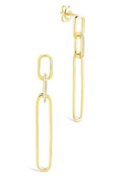 Sterling Forever Chelle Cubic Zirconia Mix Link Drop Earrings In Gold