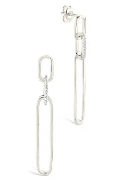 Sterling Forever Chelle Cubic Zirconia Mix Link Drop Earrings In Silver