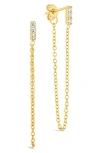Sterling Forever Chelsea Cubic Zirconia Chain Drop Front/back Earrings In Gold