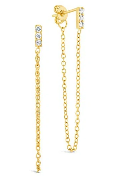 Sterling Forever Chelsea Cubic Zirconia Chain Drop Front/back Earrings In Gold