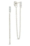 Sterling Forever Chelsea Cubic Zirconia Chain Drop Front/back Earrings In Silver