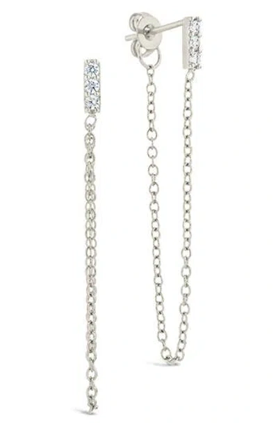 Sterling Forever Chelsea Cubic Zirconia Chain Drop Front/back Earrings In Silver