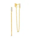 Sterling Forever 14k Plated Cz Chelsea Chain Drop Studs In Gold