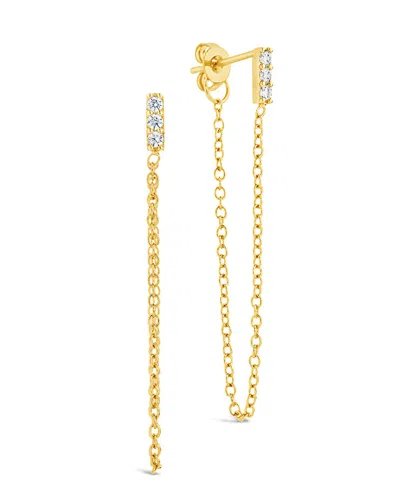 Sterling Forever Chelsea Cz Chain Drop Stud Earrings In Gold