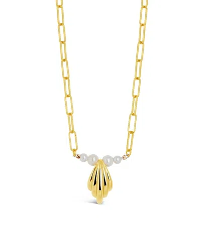 Sterling Forever Chérie Pearl Shell Pendant Necklace In Gold