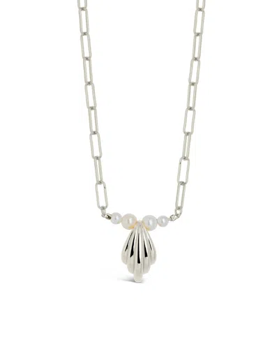 Sterling Forever Chérie Faux Pearl Shell Pendant Necklace In Gold