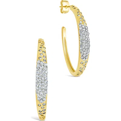 Sterling Forever Cherise Pavé Cubic Zirconia Hoop Earrings In Gold