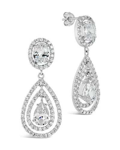 Sterling Forever Cheyenne Cz Drop Stud Earrings In Silver