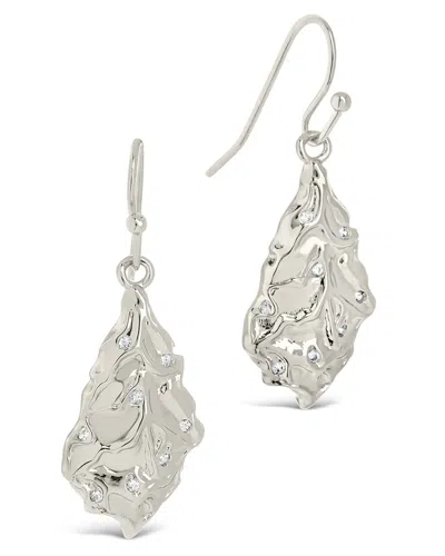Sterling Forever Chrissy Cz Molten Metal Dangle Earrings In Silver
