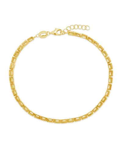 Sterling Forever Christina Square Cubic Zirconia Tennis Bracelet In Gold