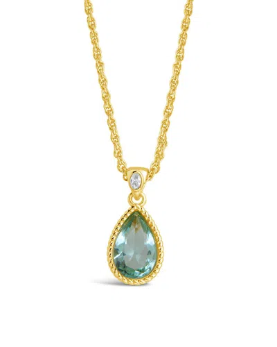 Sterling Forever Ciana Cz Teardrop Pendant Necklace In Gold