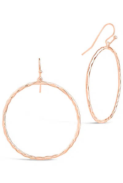 Sterling Forever Circle Dangle Earrings-rose Gold In Metallic