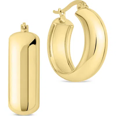 Sterling Forever Classic Polished Hoop Earrings In Gold