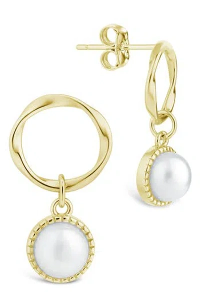 Sterling Forever Cline Cultured Pearl Drop Earrings In Gold
