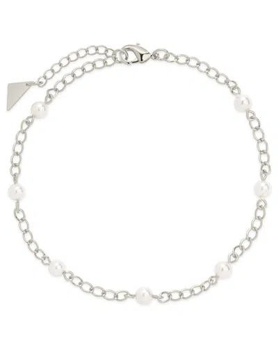 Sterling Forever Silver Allie Stationed Anklet In Pattern