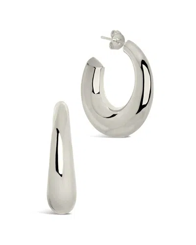 Sterling Forever Coco Tube Hoop Earrings In Metallic