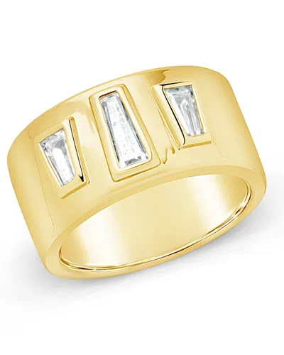Sterling Forever Colsie Tapered Cz Cigar Band Ring In Gold
