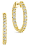 Sterling Forever Constance Cubic Zirconia Inside Out Hoop Earrings In Gold