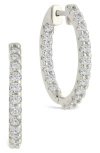 Sterling Forever Constance Cubic Zirconia Inside Out Hoop Earrings In Metallic