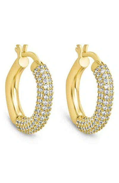 Sterling Forever Cordelia Pavé Cubic Zirconia Huggie Hoop Earrings In Gold