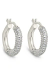 Sterling Forever Cordelia Pavé Cubic Zirconia Huggie Hoop Earrings In Silver