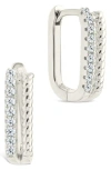 Sterling Forever Cori Cubic Zirconia Rectangular Huggie Hoop Earrings In Silver