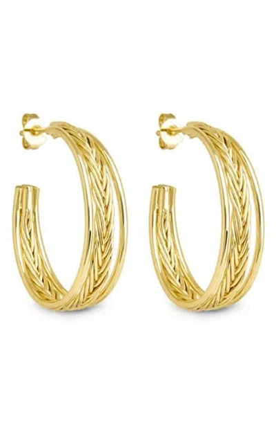 Sterling Forever Corinne Textured Braided Hoop Earrings In Gold