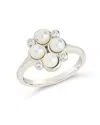 Sterling Forever Cosetta Cz & Pearl Cluster Ring In Silver
