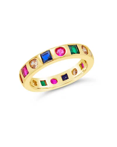 Sterling Forever Courtney Cz Rainbow Band Ring In Gold
