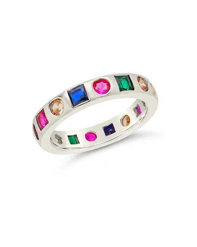 Sterling Forever Courtney Cz Rainbow Band Ring In Silver