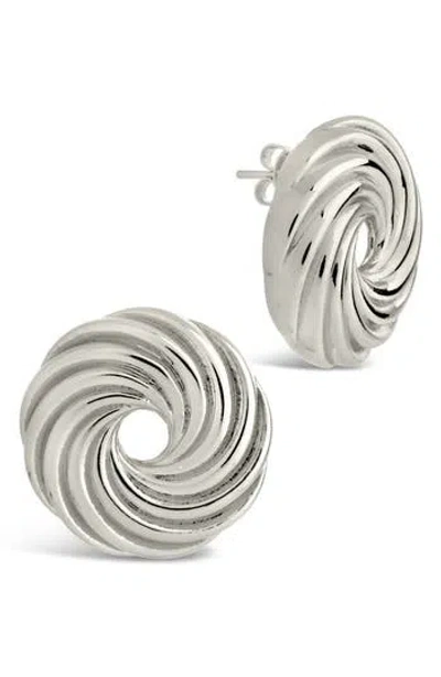 Sterling Forever Rhodium Plated Cruller Studs In Metallic