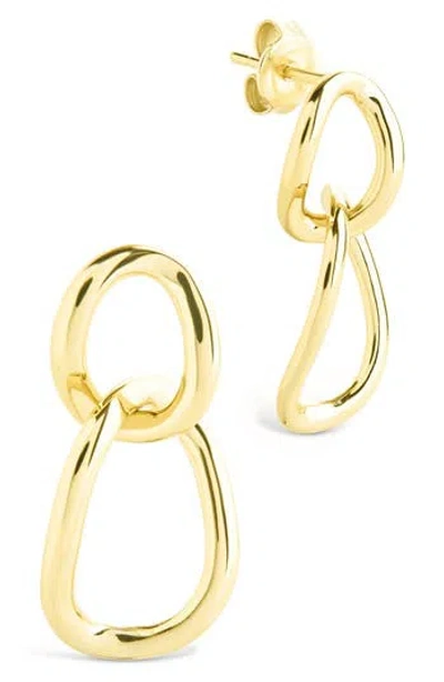 Sterling Forever Cruz Double Link Drop Earrings In Gold