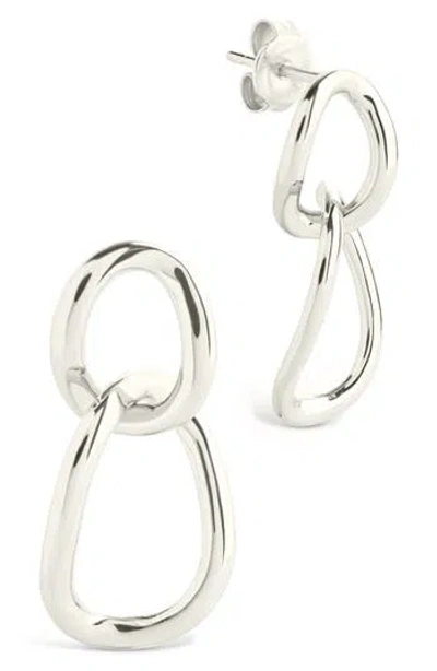 Sterling Forever Cruz Double Link Drop Earrings In Silver