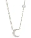 Sterling Forever Cubic Zirconia Crescent Moon Pendant Necklace In Metallic