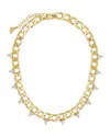 Sterling Forever Cuban Chain Choker With Triangle Station Czs In Gold