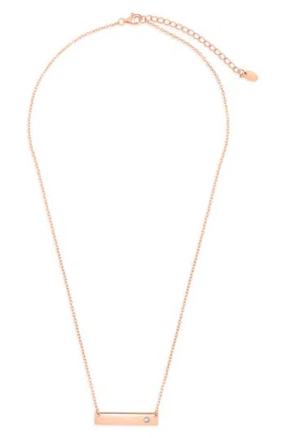 Sterling Forever Cubic Zircona Bar Pendant Necklace In Gold