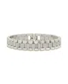 Sterling Forever Cz Accent Watch Band Chain Bracelet In Silver