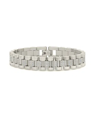 STERLING FOREVER CUBIC ZIRCONIA ACCENT WATCH BAND CHAIN BRACELET